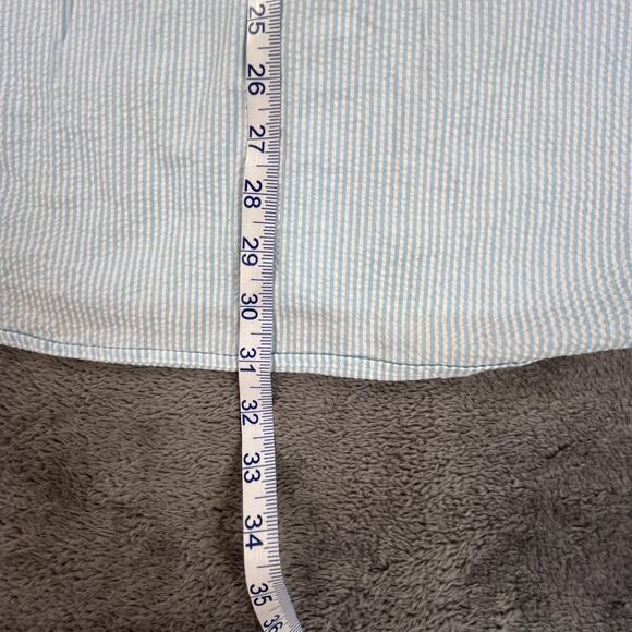 Ralph Lauren Shirt Mens 2XL Blue Short Sleeve Button Up Seersucker Stripe Collar - Picture 8 of 8